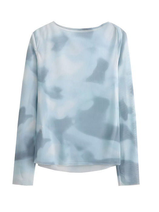 Spring Women Clothing round Neck Long Sleeve Printed Pullover Top Women