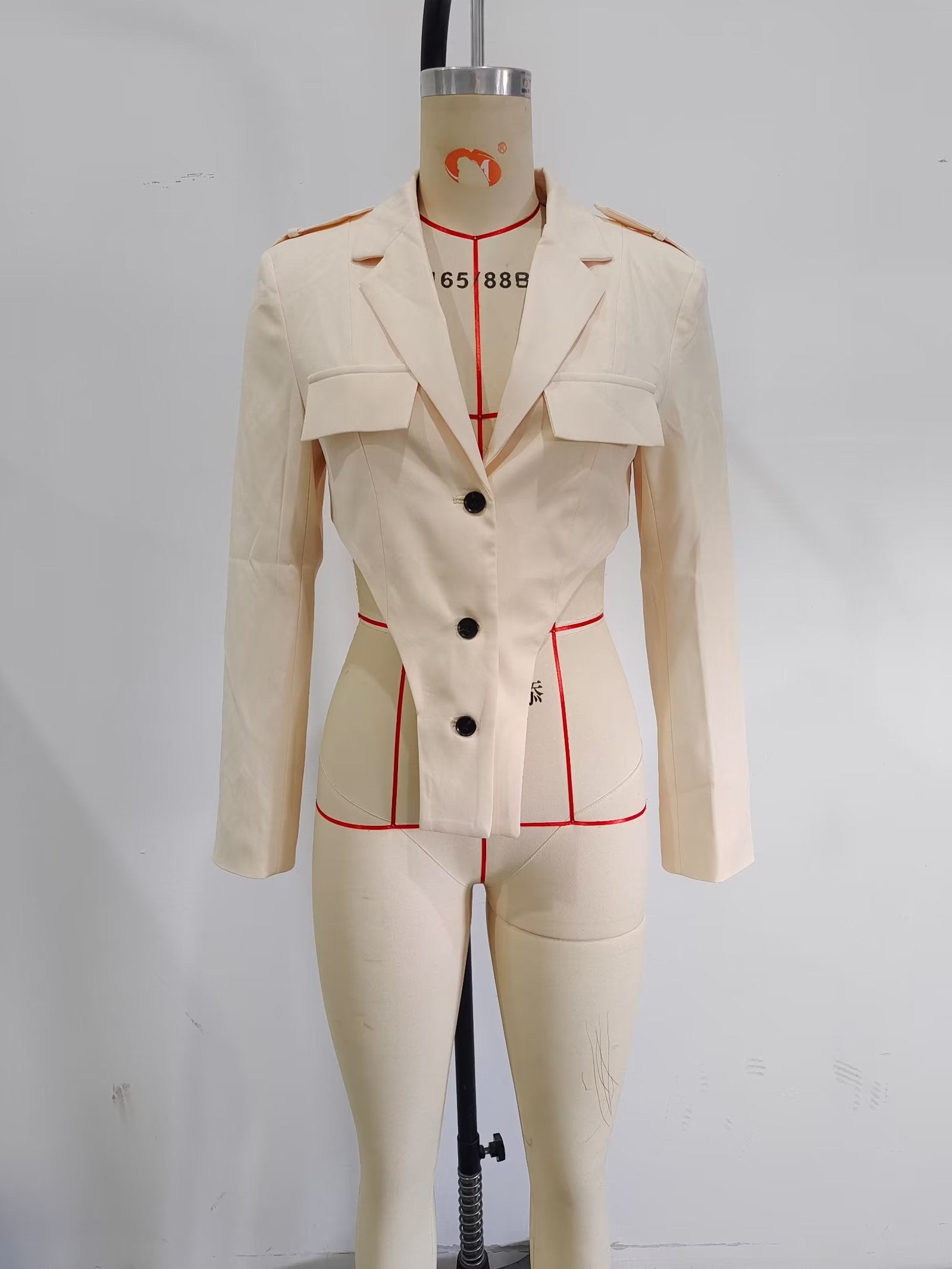 Fall Women Clothing Slimming Patchwork Collared Short Blazer