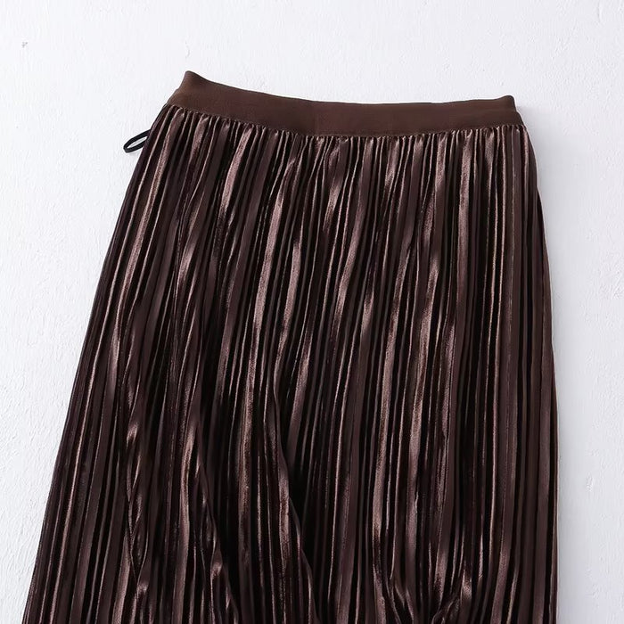 Winter Velvet Gradient Color Two Sided Wear Women Mid Length Skirt Women