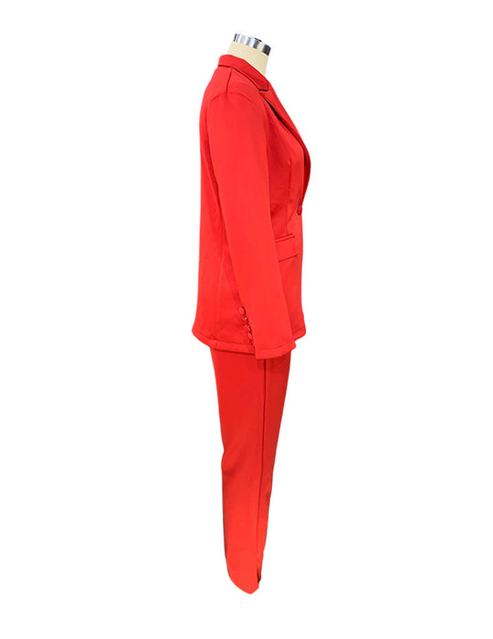 Autumn Winter Suit Women Business Wear Jacket Solid Color Casual Pants Two-Piece Suit