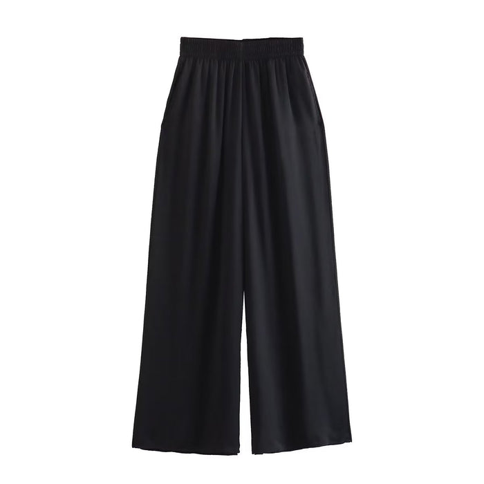 Women Clothing Summer Draping Wide Leg Pants Wild Casual Elastic Waist Trousers