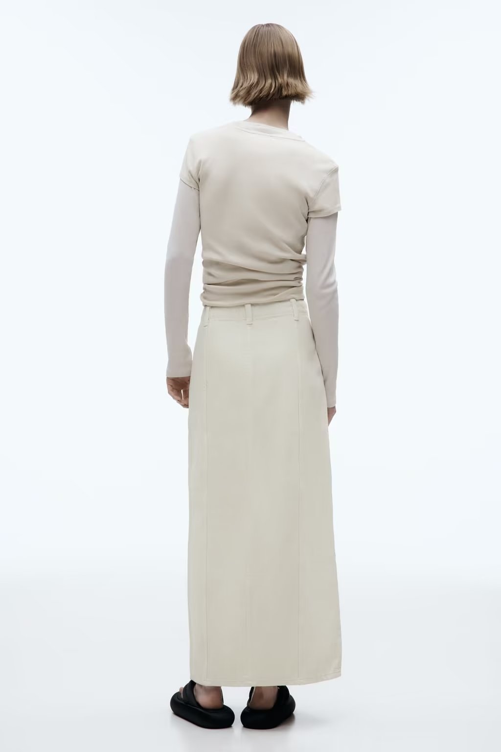 Women Patchwork Design Skirt Casual Slit A line High Waist Midi Dress