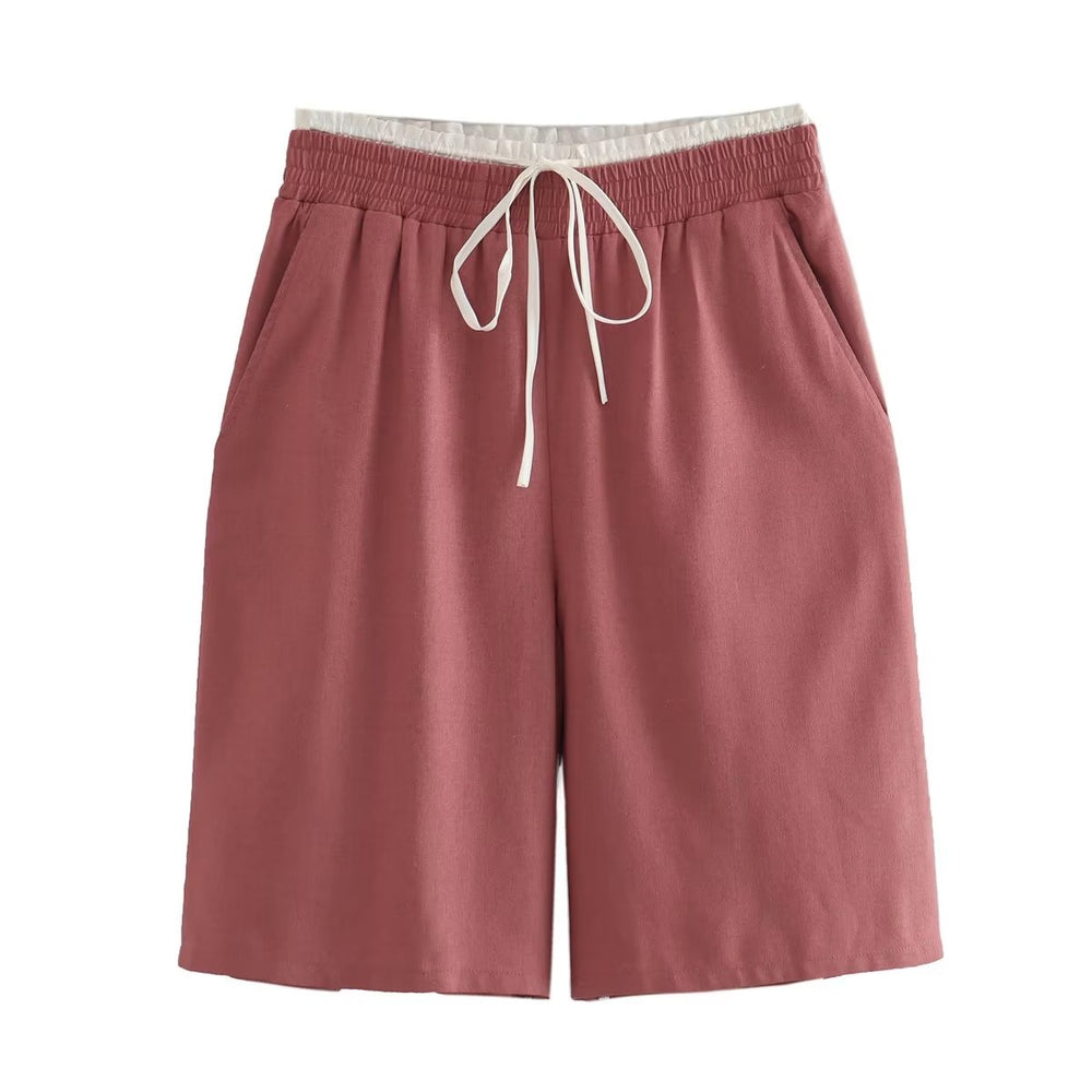 Summer Women Clothing Urban Matching Belt Vest Shorts Suit