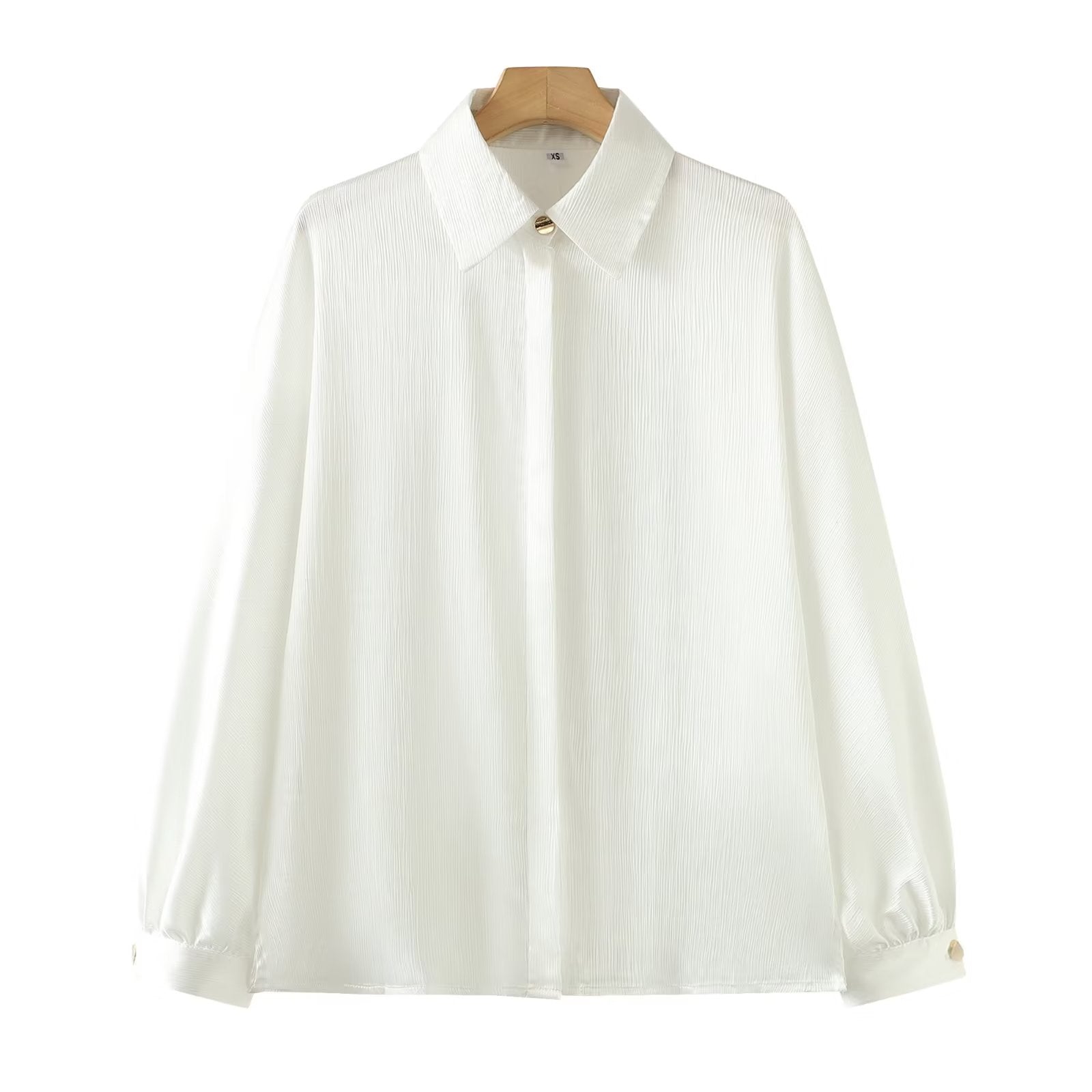 Summer Women Clothing Wrinkle Effect Silk Satin Texture Shirt