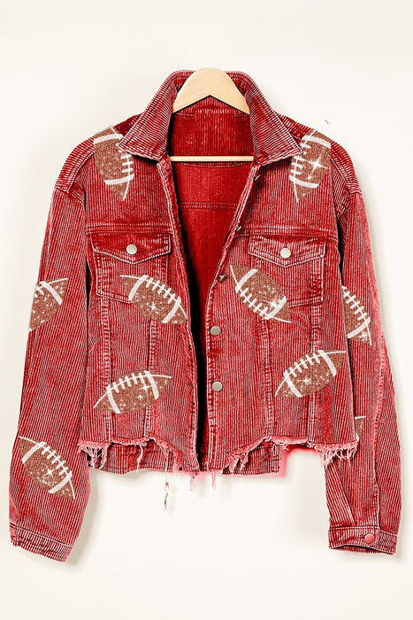 Autumn Winter Corduroy Rugby Sequined Jacket Jacket Women Short Tassel Varsity Jacket