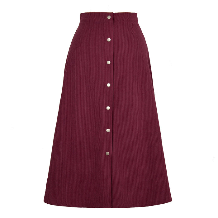 Women Clothing Boutique Corduroy Skirt Single Breasted High Waist Autumn Winter Maxi Women Skirt