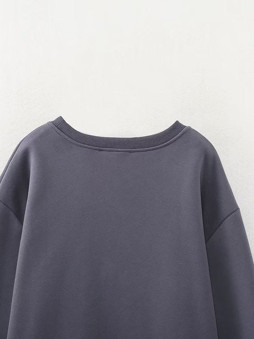 Women Clothing Autumn Winter round Neck Girls Printed Washed Loose Pullover Long Sleeve Sweater