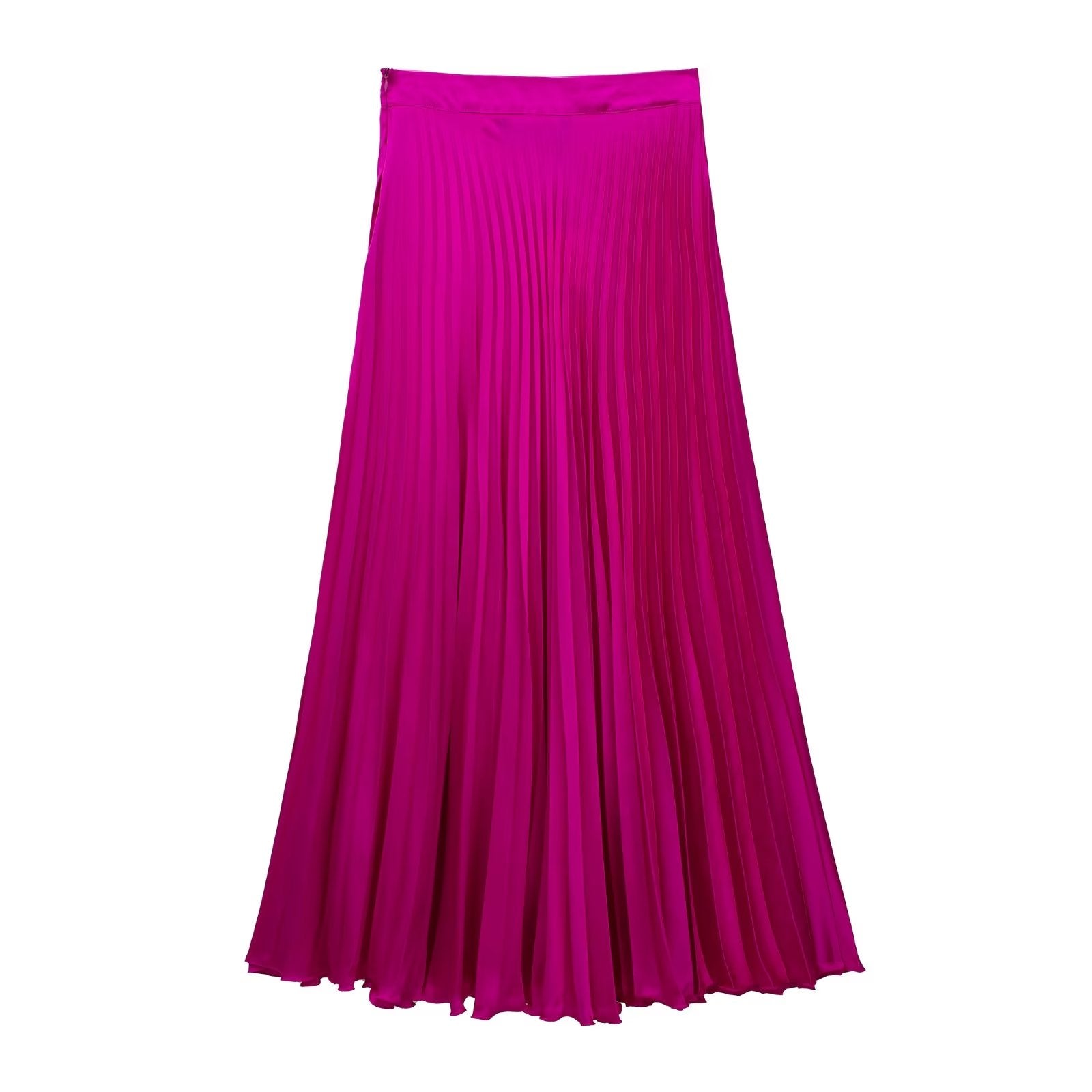 Women Clothing French Silk Satin Texture Pleated Skirt