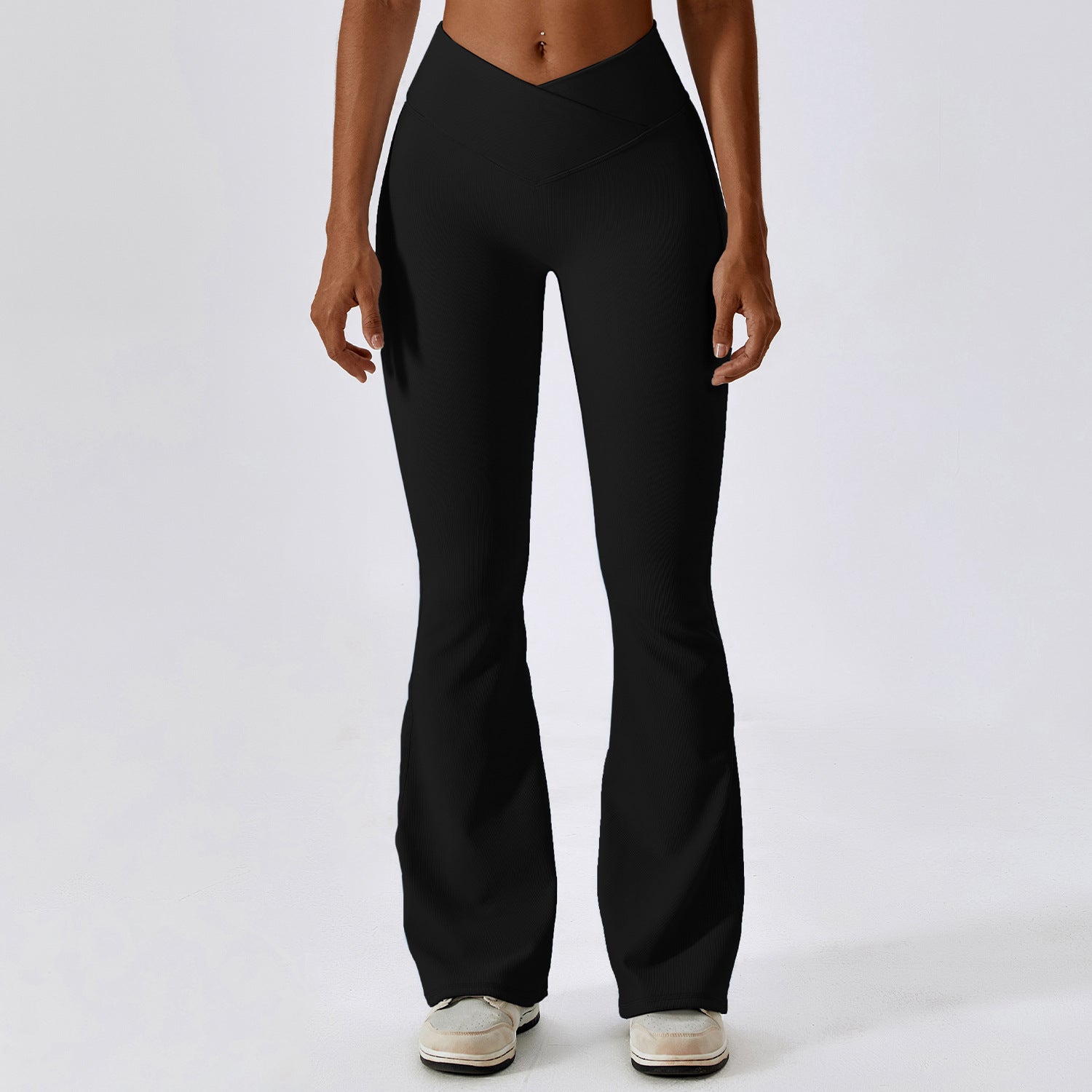 Cross High Waist Yoga Bell Bottom Pants Women Dance Sports Wide Leg Pants Casual Hip Lifting Fitness Bootcut Trousers