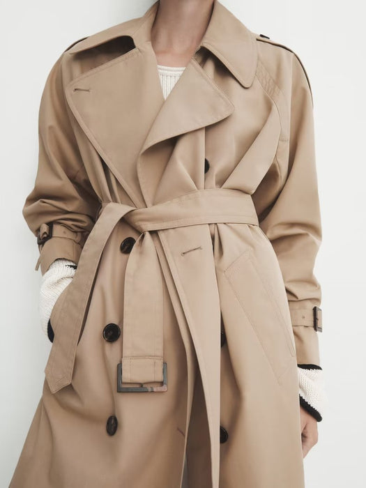 Early Autumn Women Clothing  Office Retro Classic Mid Length Trench Coat