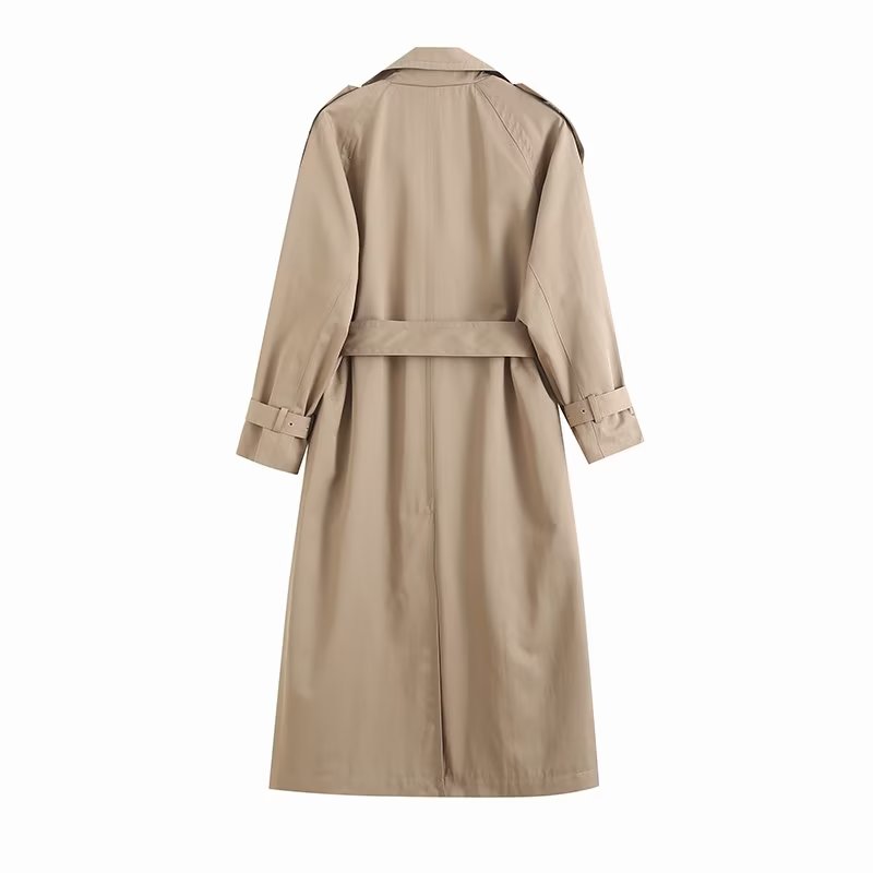Early Autumn Women Clothing  Office Retro Classic Mid Length Trench Coat
