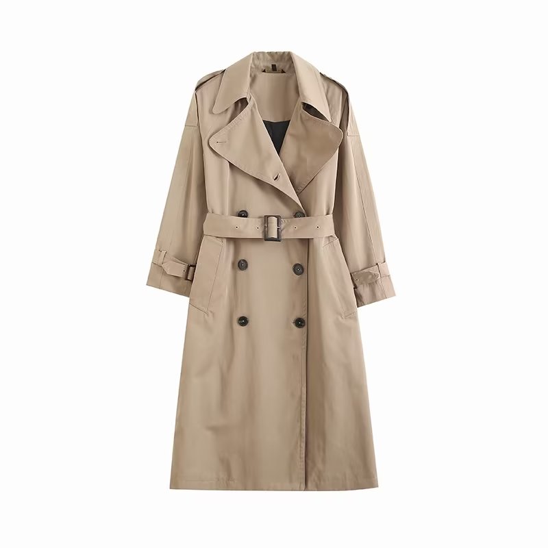 Early Autumn Women Clothing  Office Retro Classic Mid Length Trench Coat