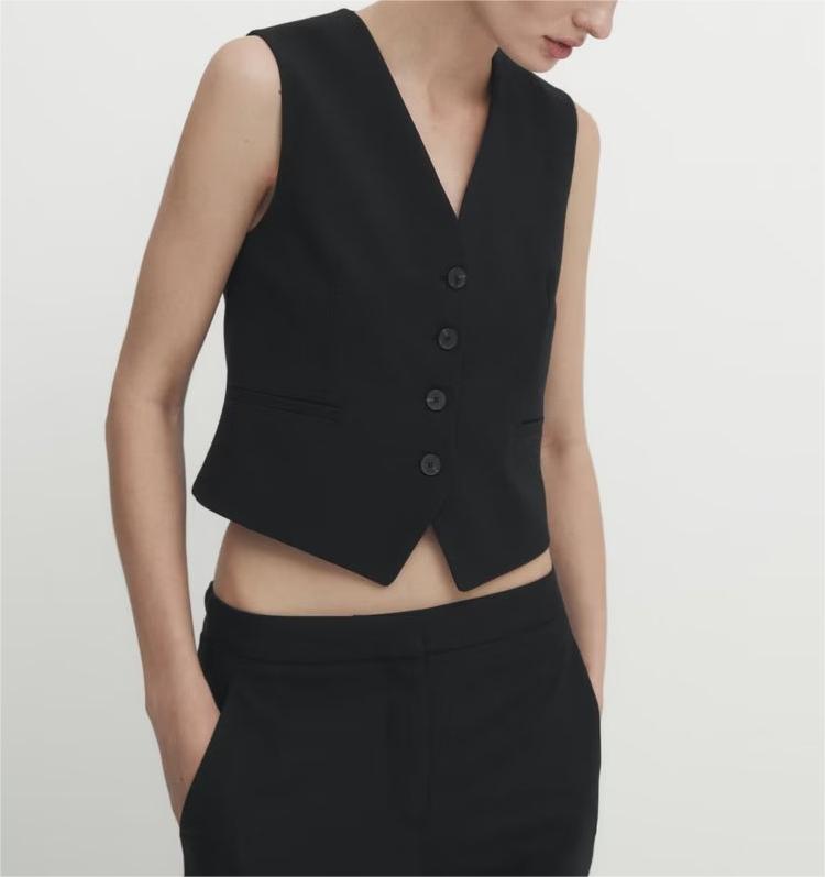 Fall Women Clothing Office Office Lady Black Short Vest