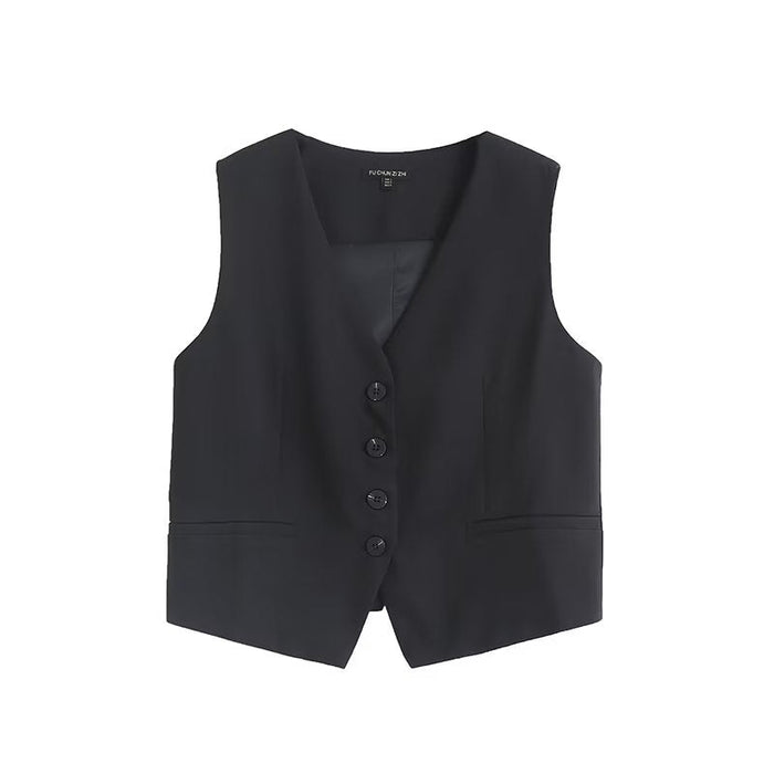 Fall Women Clothing Office Office Lady Black Short Vest