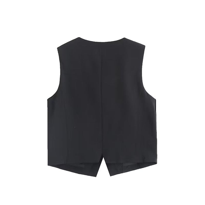 Fall Women Clothing Office Office Lady Black Short Vest