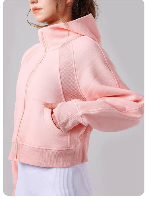 Autumn Winter Yoga Wear Hooded Sweater Thick Loose Casual Full Zipper Sports Jacket Women Workout Clothes