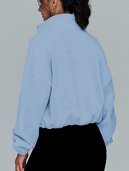 Women Clothing Polar Fleece Sports Jacket Velvet Stand Collar Zipper Jacket
