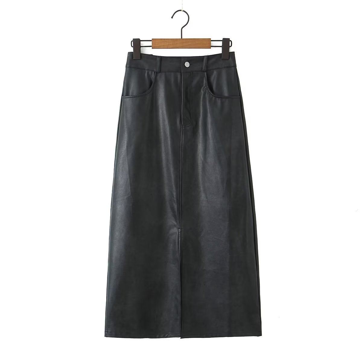 Women Sexy Casual Versatile Split Leather Half Skirt