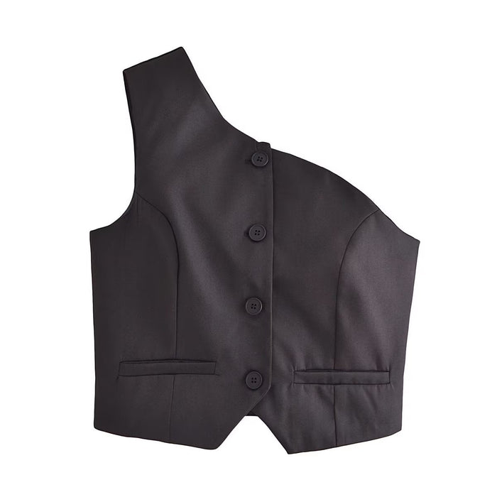 Women Asymmetric Blazer Vest