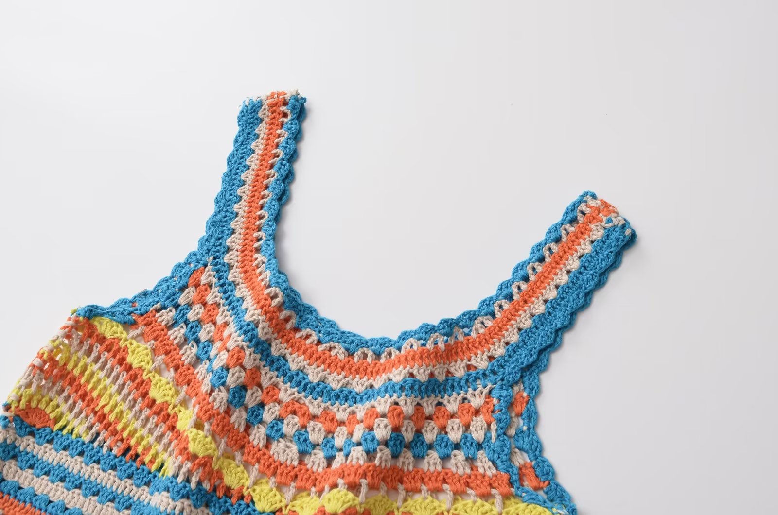 【MOQ-5 packs】 Women Autumn Crochet Pullover U Collar Sleeveless Sling Top