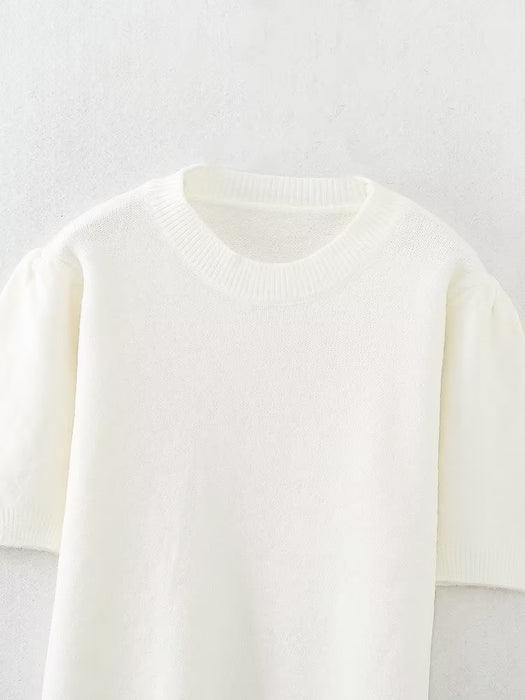 Pullover Sweater Women Retro Idle Oversleeve Detachable Design Knitted Half Sleeve Top