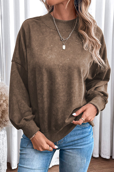 Autumn Solid Color Hoodie Women Casual Office Loose Fitting Pullover round Neck Long Sleeved Top Women