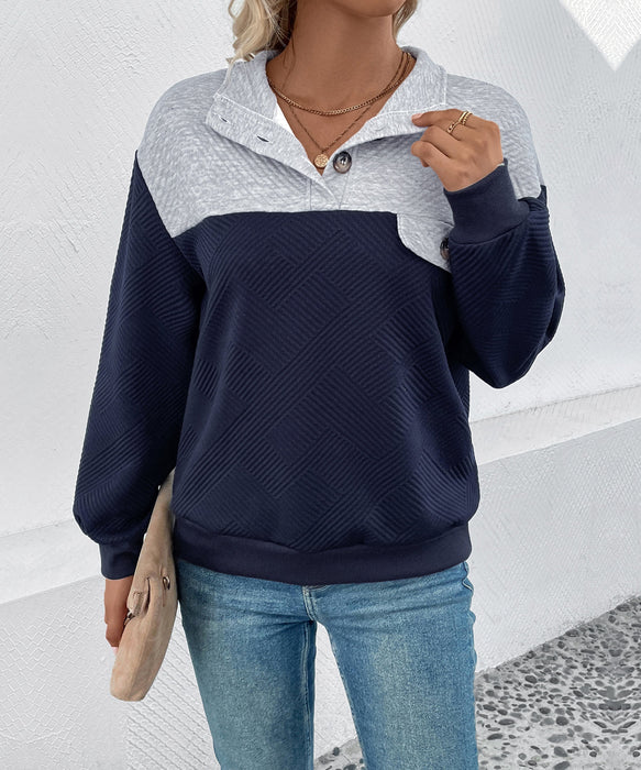 Autumn Women Wear Color Matching Long Sleeve Sweater