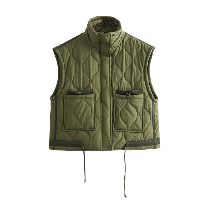 Autumn Women Clothing Street Casual Cotton Padded Jacket Vest Coat