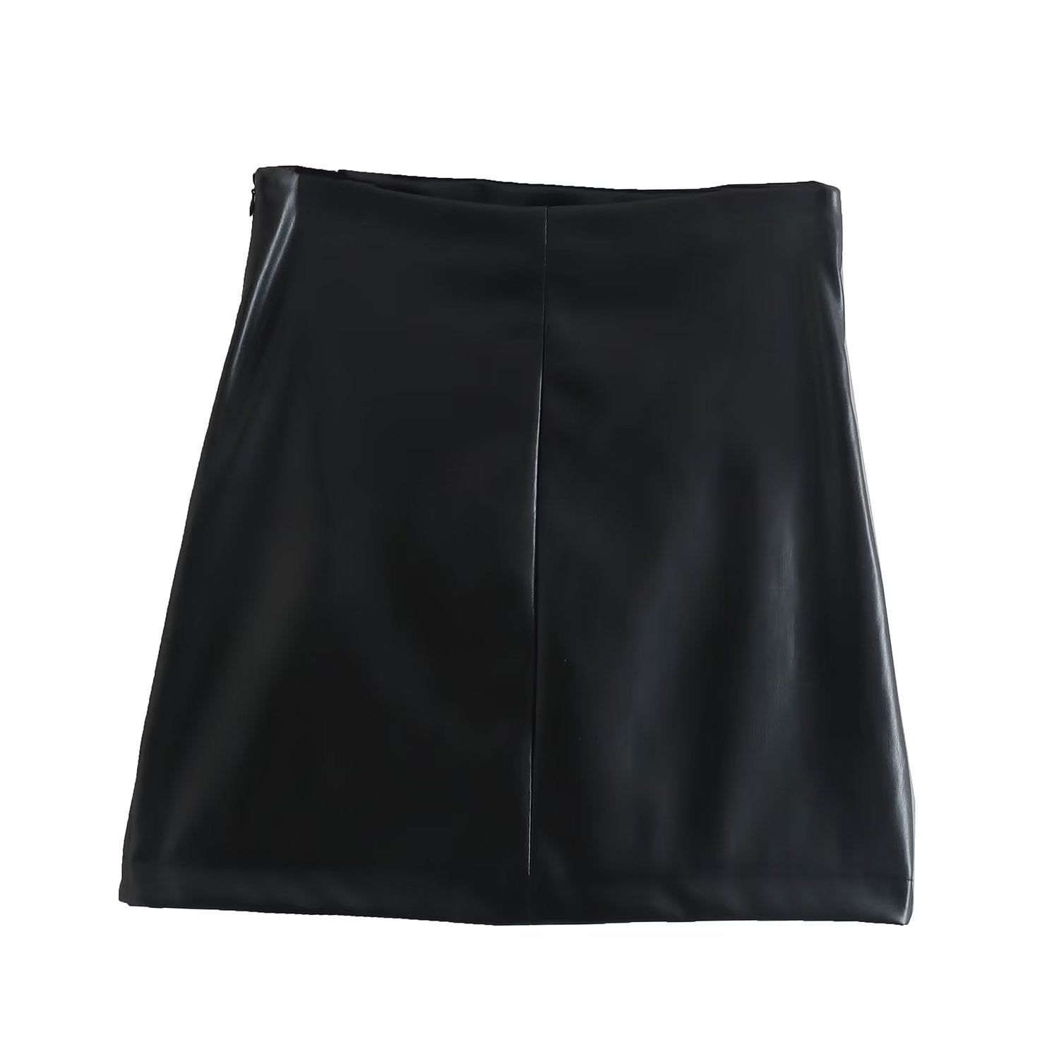 Fall Women Clothing Fashionable All Match Faux Leather Mini Skirt