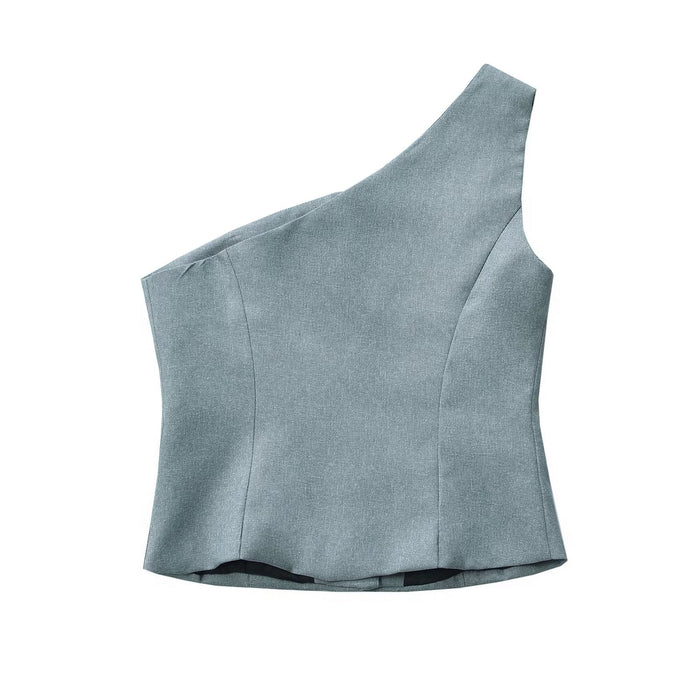 【MOQ-5 packs】 Autumn Single Breasted Asymmetric Slim Vest Women