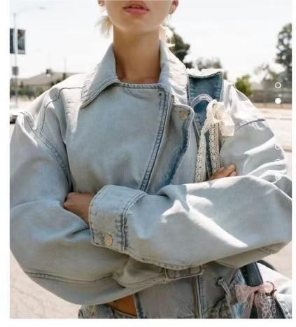 Women Fall Street Fan Car Model Denim Jacket Coat