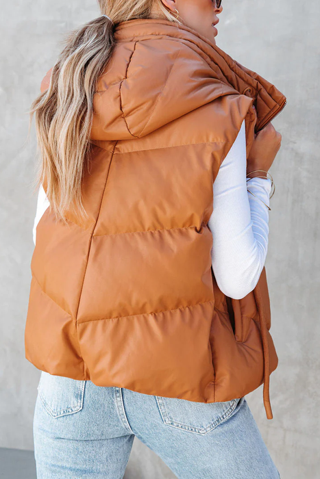 Autumn Winter Women Loose Thick Short Hood Bread down Cotton Sleeveless Double Pocket Vest