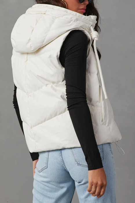 Autumn Winter Women Loose Thick Short Hood Bread down Cotton Sleeveless Double Pocket Vest