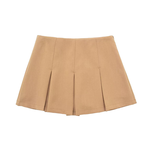 Women Clothing Sexy High Waist Slimming Wide Pleated Pantskirt Mini Skirt