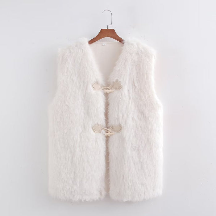 Winter Women Street Vest Artificial Fur Effect Vest