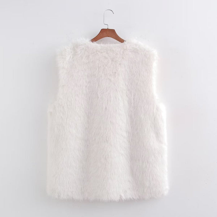 Winter Women Street Vest Artificial Fur Effect Vest