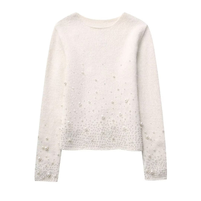 Winter Women Clothing Decorated Pearls Knitwear Mini Skirt