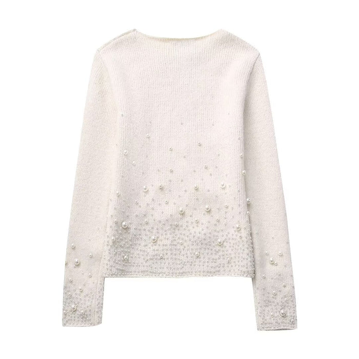 Winter Women Clothing Decorated Pearls Knitwear Mini Skirt