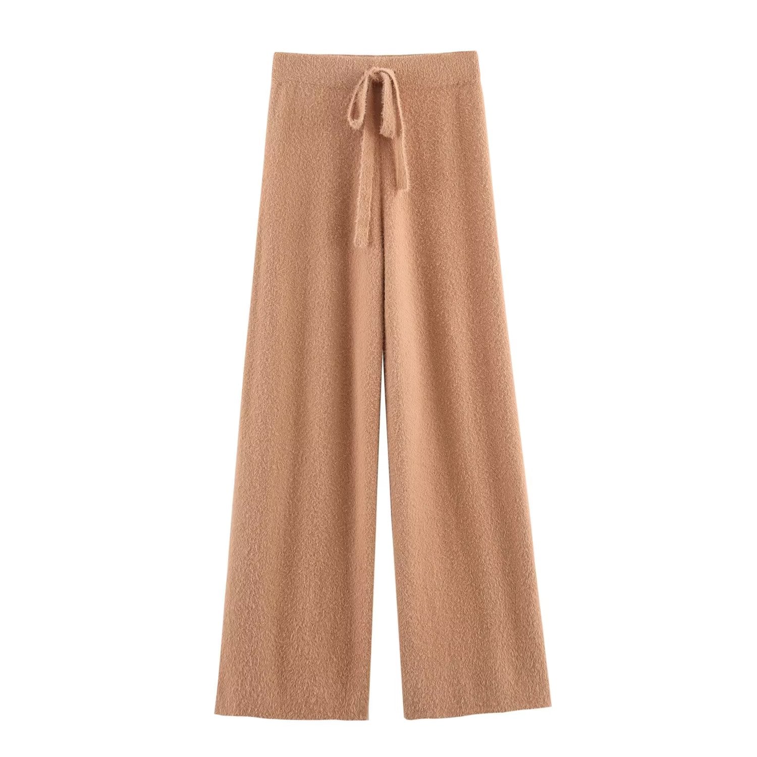Winter Women Clothing Mink-like Long Hair Knitted Casual Pants Knitted Trousers
