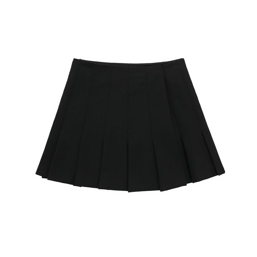 Women Clothing French Casual Wide Pleated Mini Skirt