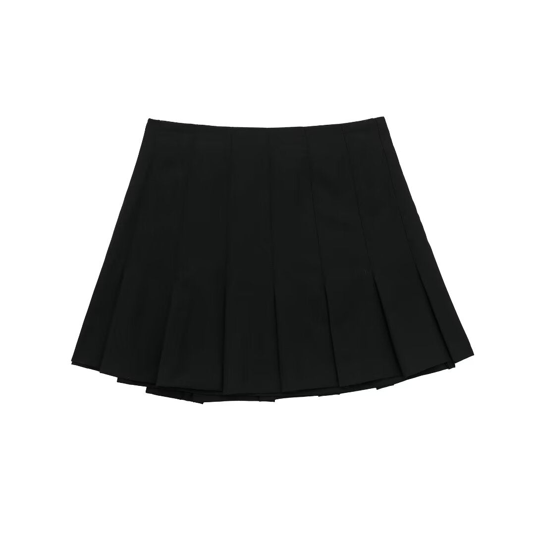 Women Clothing French Casual Wide Pleated Mini Skirt