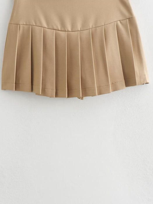 Summer Women Clothing Solid Color College Sweet Pleated Skirt