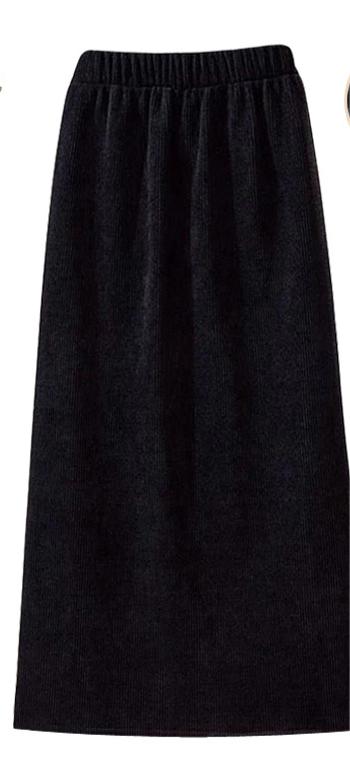 Fleece Lined Thickened Needlecord Skirt Women Autumn Winter Warm Slimming Back Slit Sheath Casual Skirt Straight
