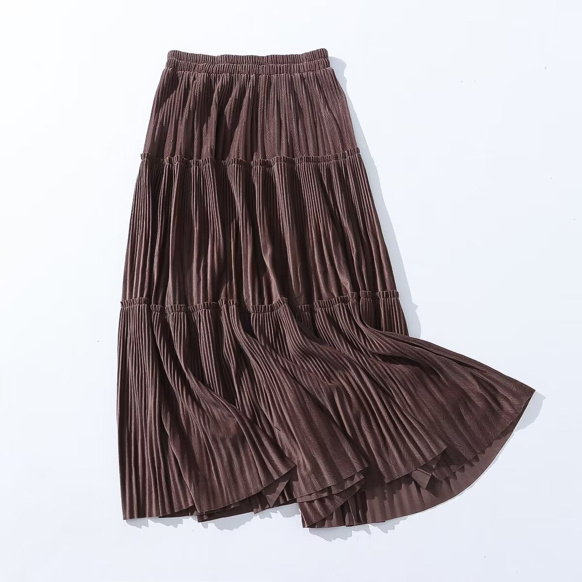 Autumn Mid Length Elastic Waist Skirt Women Velvet Patchwork Skirt