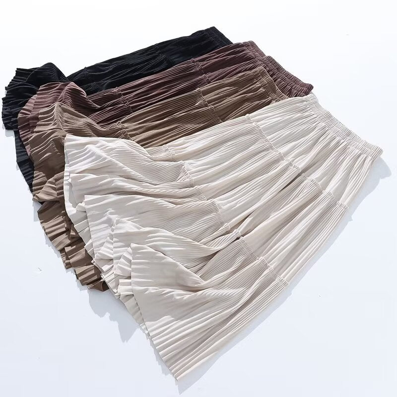 Autumn Mid Length Elastic Waist Skirt Women Velvet Patchwork Skirt