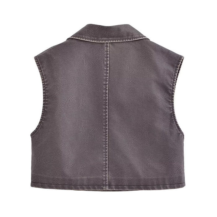 Winter Beauty Bloggers Distressed Faux Leather Vest Locomotive Cool Handsome Vest Vest