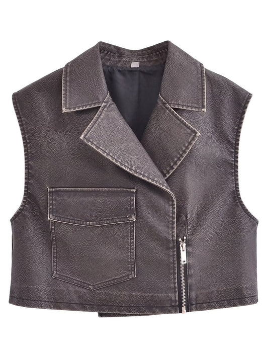 Winter Beauty Bloggers Distressed Faux Leather Vest Locomotive Cool Handsome Vest Vest