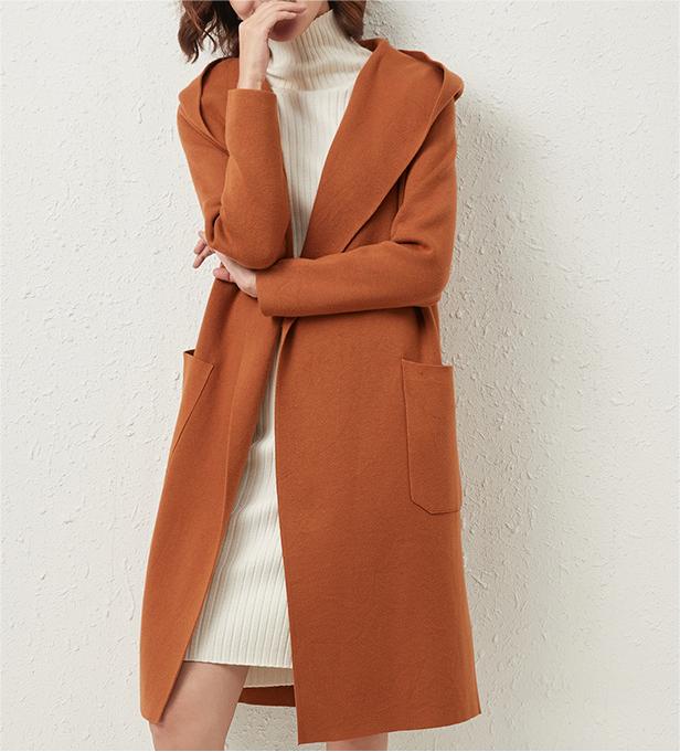 Hepburn Solid Color Woolen Coat Women Autumn Winter Mid Length Small Woolen Overcoat Thickened