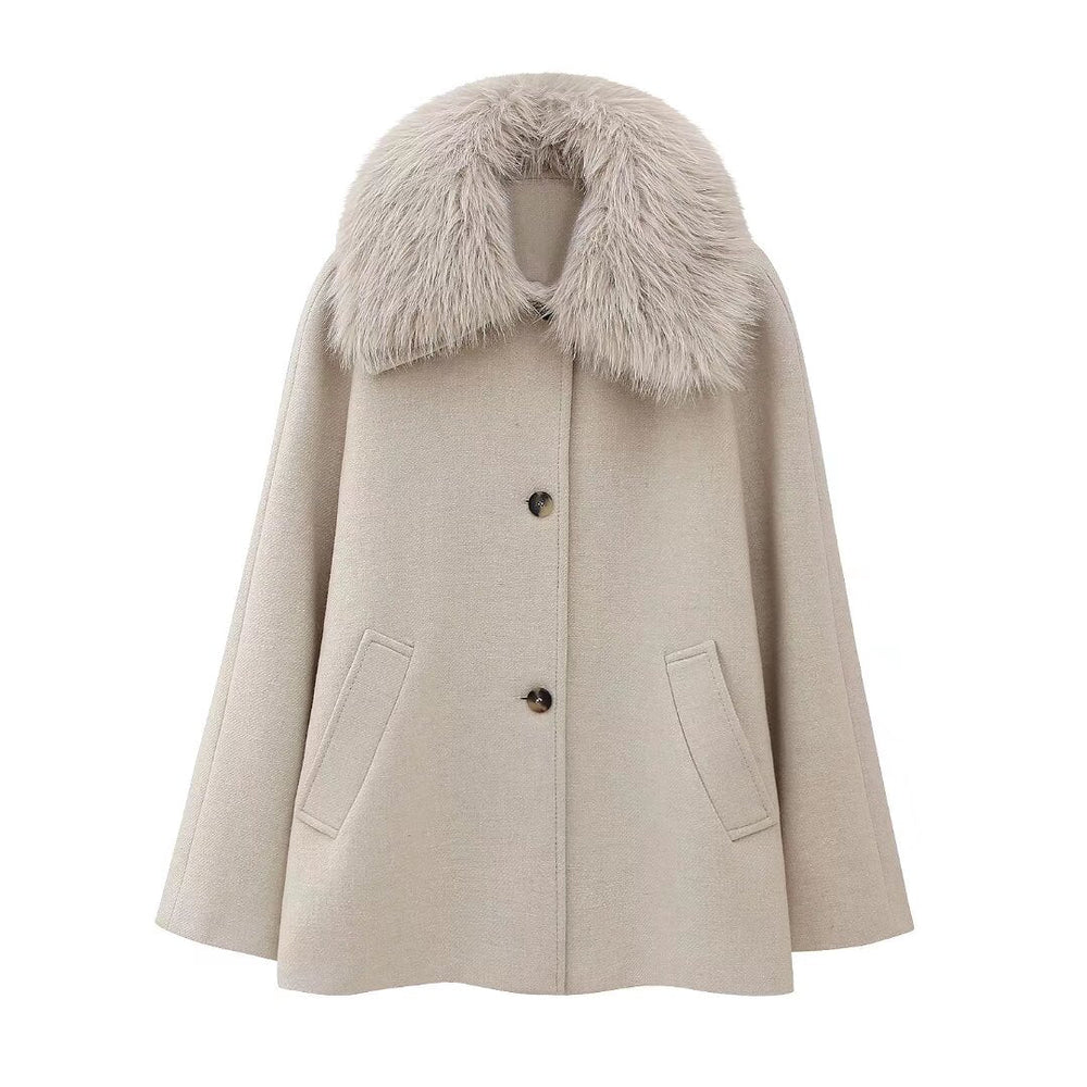 Spring Women Wool Blended Loose Overcoat Coat for Women