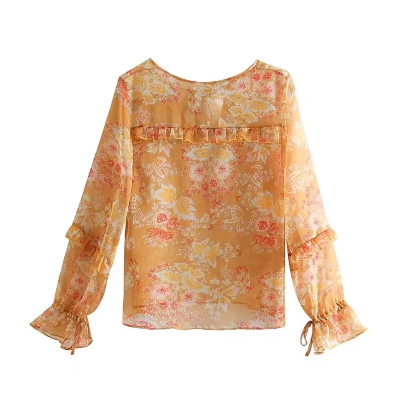 French Minority Vacation Ruffled Decorative Long Sleeved Shirt Autumn Winter Western Youthful Looking Casual Top